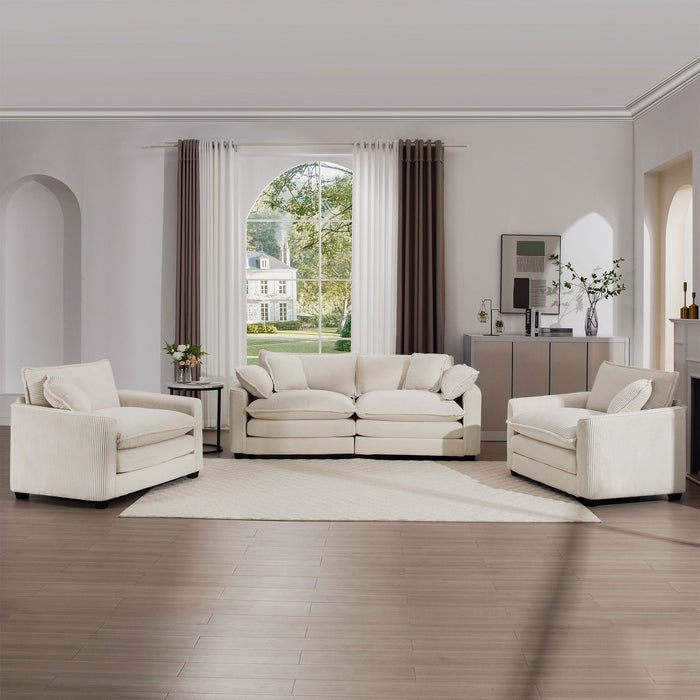 Elegant Corduroy Oversized Sectional Sofa Set With Deep Seats And Flexible Layout