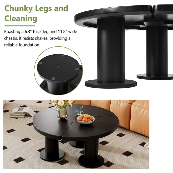 Round Petal Shaped Coffee Table With 3 Thick Legs