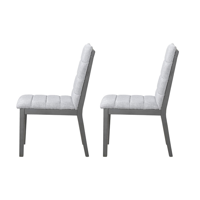 Tufted Upholstery Modern Dining Chairs (Set of 2) Sleek Comfort With Rubber Wood Frame - Gray / Oak