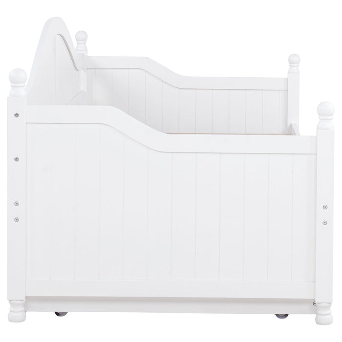 Twin Daybed With Trundle Storage Bed - White