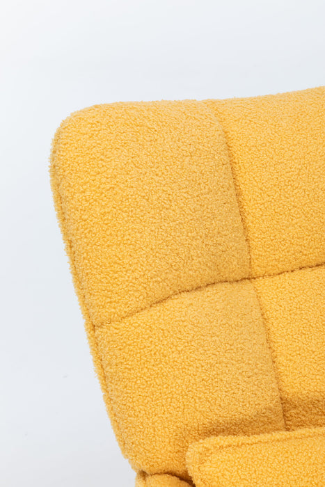 Rocking Chair Nursery, Teddy Upholstered Glider Rocker With High Backrest, Reading Chair Modern Rocking Accent Chairs Glider Recliner For Living Room - Yellow