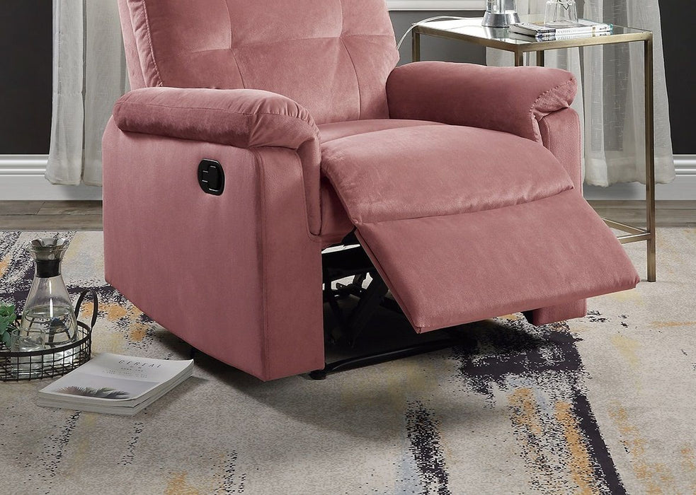 Luxurious Velvet Blush Pink Color Motion Recliner Chair Couch Manual Motion Plush Armrest Tufted Back Living Room Furniture Chair