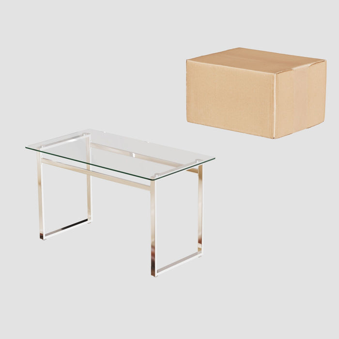 Modern Minimalist Rectangular Dining Table With Tempered Glass Top