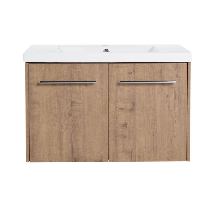 Modern Floating Bathroom Vanity With Resin Sink, Soft Close Doors