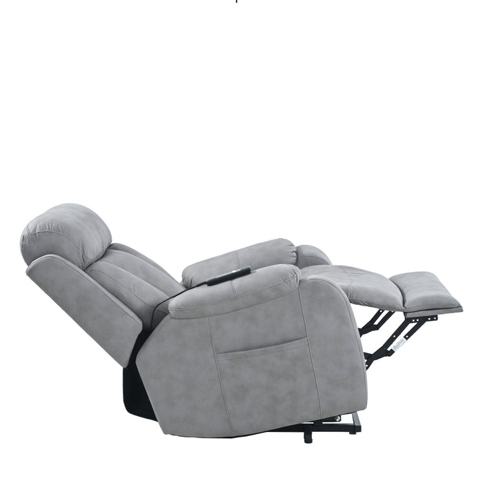 Electric Power Lift Recliner Chair, Fabric Recliner Chair, Home Theater Seating, Living Room Chair, Side Pocket, Remote Control - Light Gray