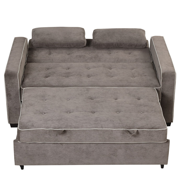 Upholstered Sleeper Bed Sofa With Dual USB Charging, Adjustable Backrest