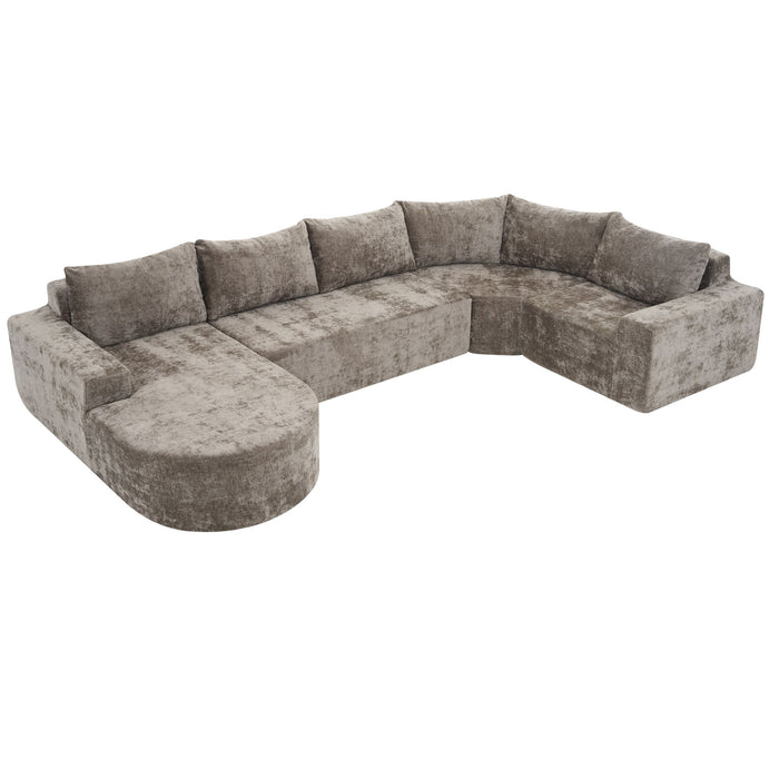 U-Shaped Oversized Modular Cloud Sectional Sofa With Deep Seat For Living Room