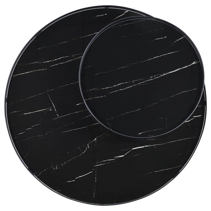 Briggs - Round Marble Printed Glass Top Coffee Table