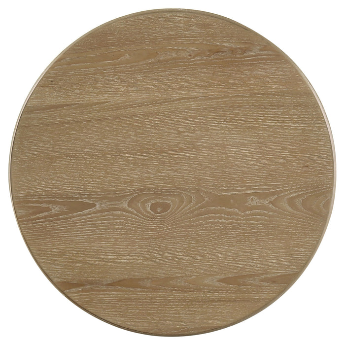 Adina Round Wood Side End Table Distressed Light Brown