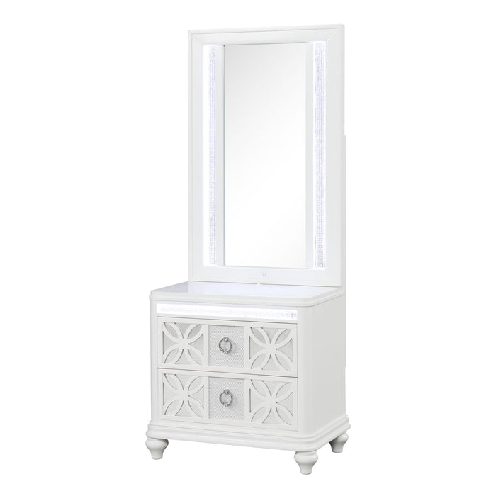 Abigale - Nightstand Top Mirror With LED Lighting (Only Mirror Top) - White