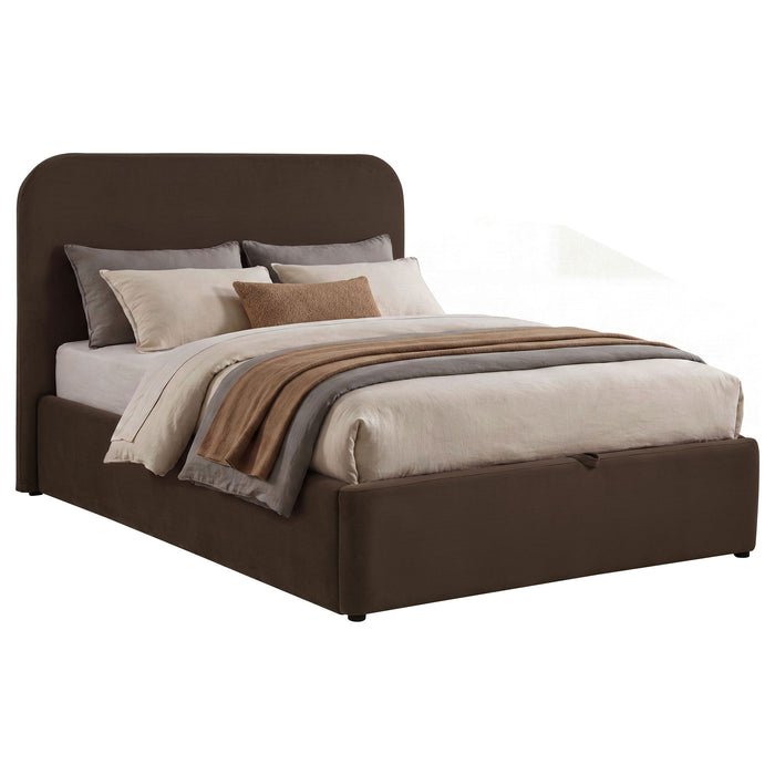 Anders Upholstered Full Storage Lift Platform Bed Chocolate