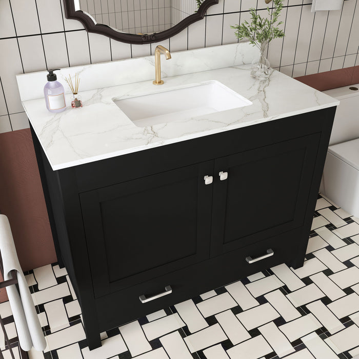 Bathroom Vanity Set, Fluted Cabinet, Soft Close Doors & Drawers - Black