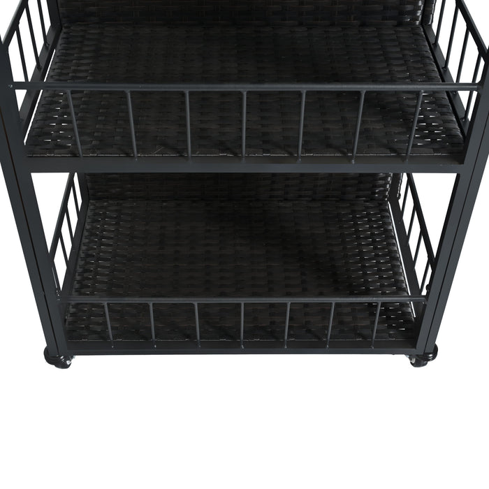 Outdoor Kitchen Island With Storage, Cooking Station, Grill Cart, Foldable Tabletop, And Bottle Opener - Dark Brown