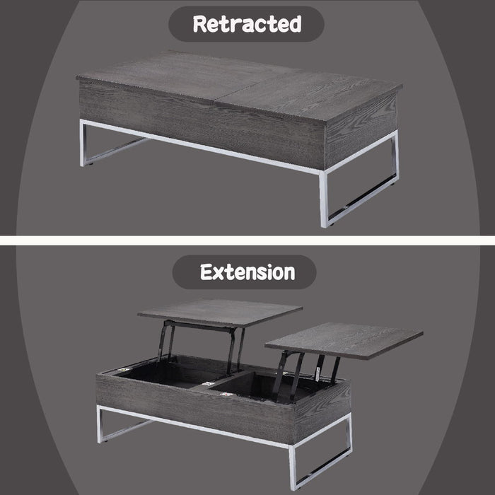 Iban - Coffee Table With Lift Top - Gray Oak & Chrome