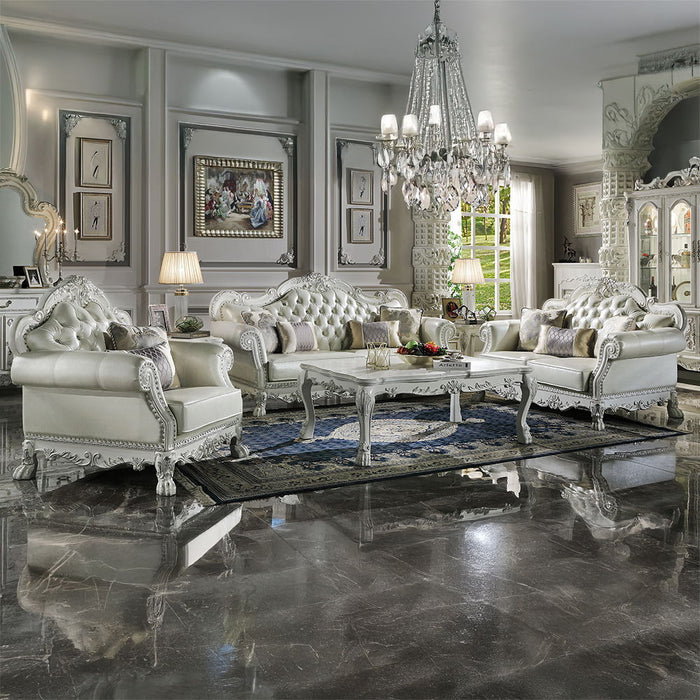 Dresden - Chair With 2 Pillows - Synthetic Leather & Bone White