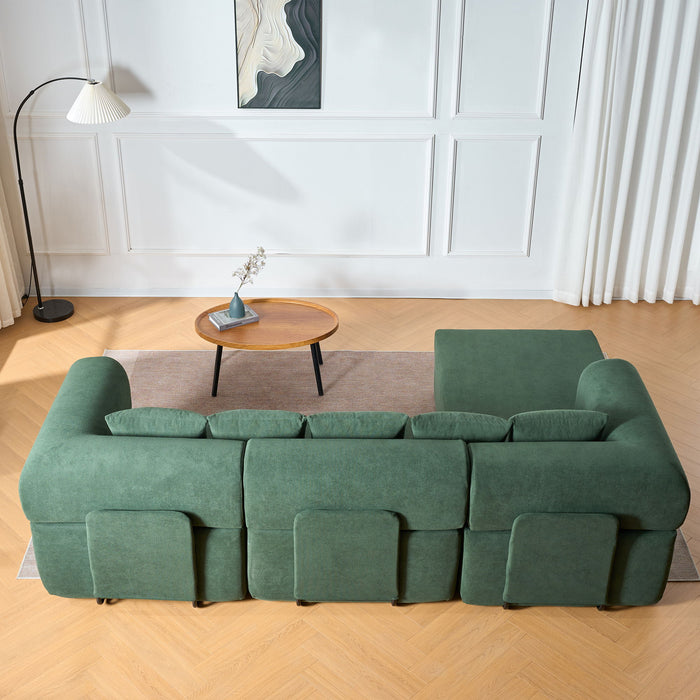 Modular L-Shaped Sectional Sofa With Deep Seat, Movable Chaise & 5 Pillows