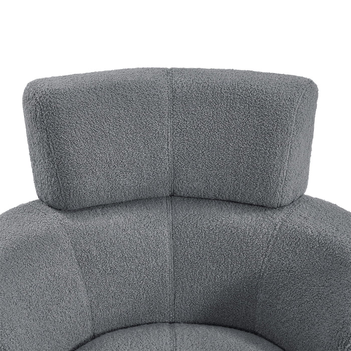 360° Swivel Chair Upholstered Accent Barrel Chair With Adjustable Headrest