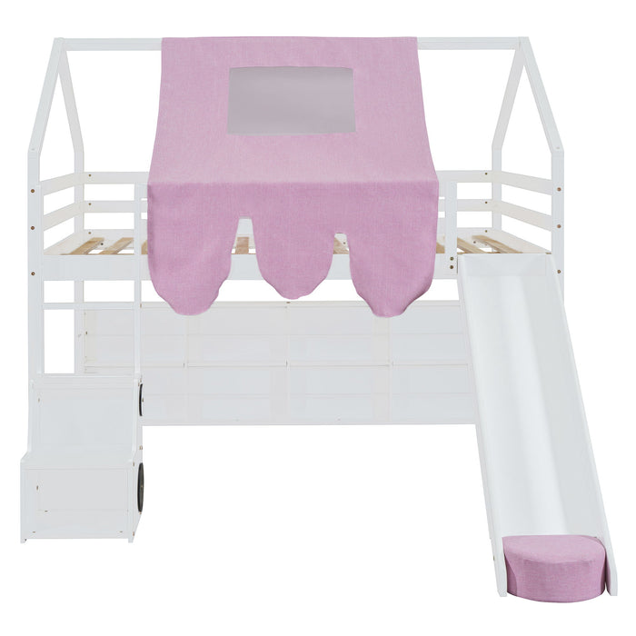 Loft Bed With House Shaped Frame And Tent