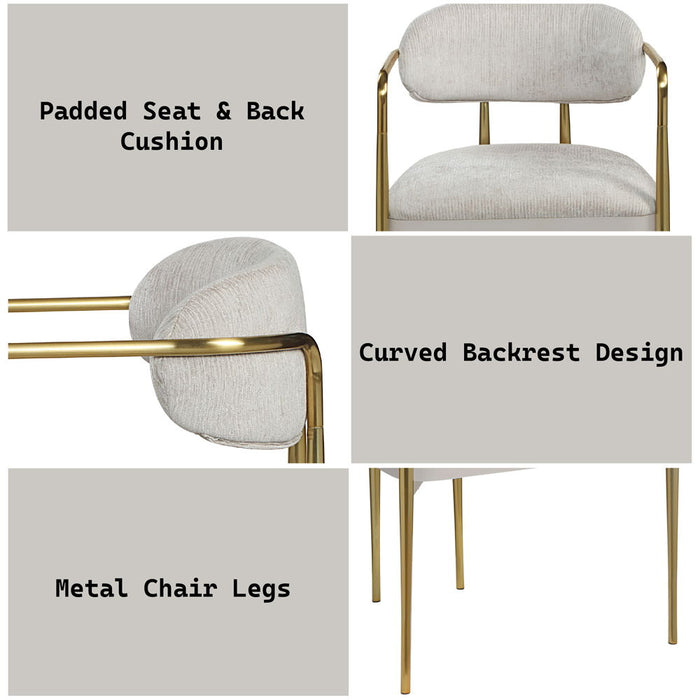 Zayn - Arm Chair Set of 2) - Beige Chenille & Gold