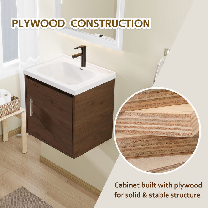 Floating Bathroom Vanity Combo, Wall Mounted Cabinet With Sink & Soft Close Doors For Small Bathrooms