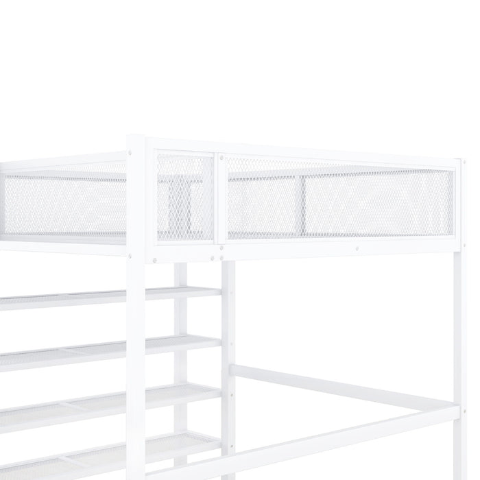 Loft Bed With 4 Tier Shelves And Storage