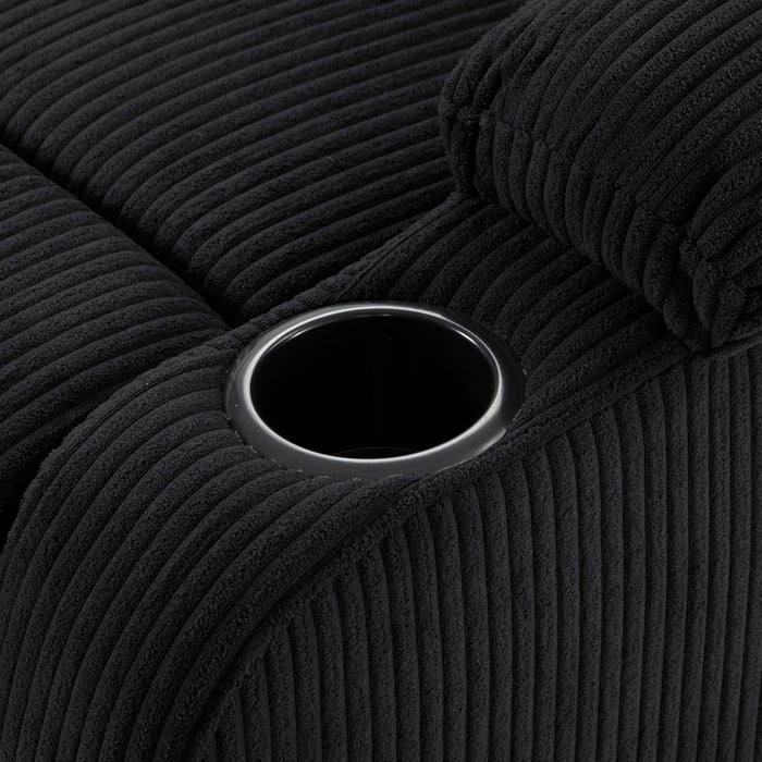 Adjustable Manual Recliner, Ergonomic Lounge Chair With Phone Holder And 2 Cup Holders