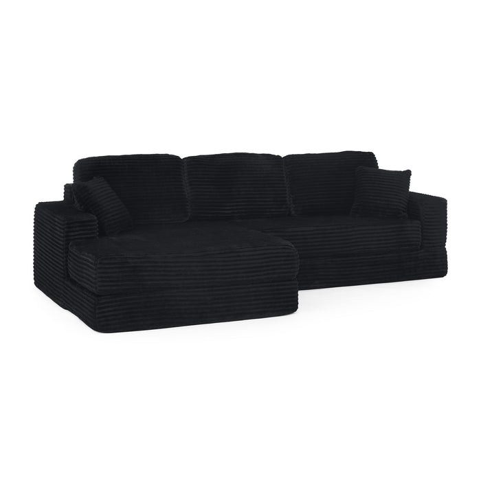 Modern Minimalist L Shape Modular Sectional Sofa, Corduroy Couch