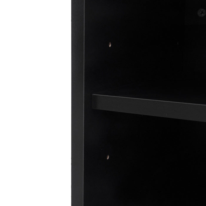 Kitchen Pantry Storage Cabinet, Modern Buffet Cabinet With Kitchen Cart, Tall Kitchen Hutch Cabinet With Microwave Stand, Food Pantry Cabinet With 3 Rattan Doors And Adjustable Shelves - Black