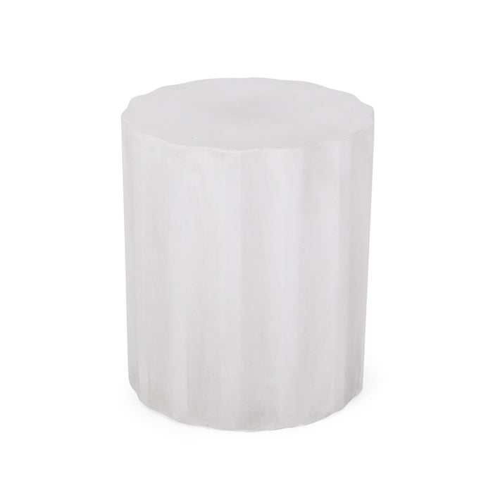 Outdoor End Table With Soft Wave Edge - Antique White