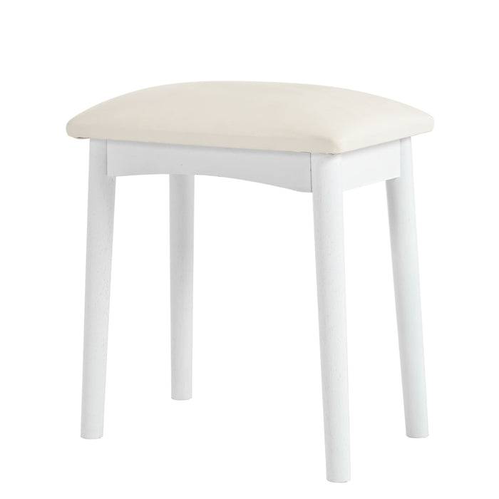 Modern Corner Makeup Vanity Desk With Large Storage, LED Mirror & Stool, Adjustable Brightness, Space Saving - White