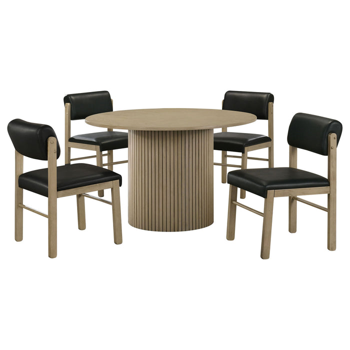 Hamlyn 5-piece Round Wood Dining Set Black and Natural Oak