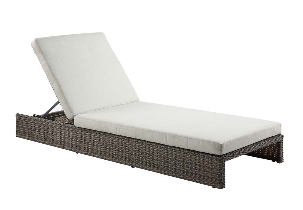 Salena - 8" Patio Sun Lounge - Beige Fabric & Gray