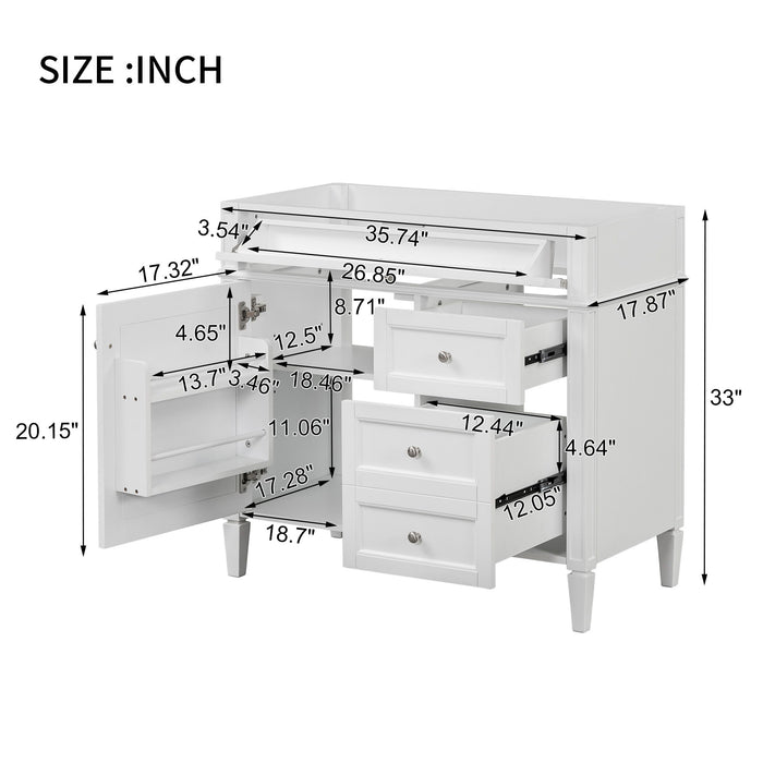 Bathroom Vanity Without Top Sink, Modern Bathroom Storage Cabinet With 2 Drawers And A Tip-Out Drawer