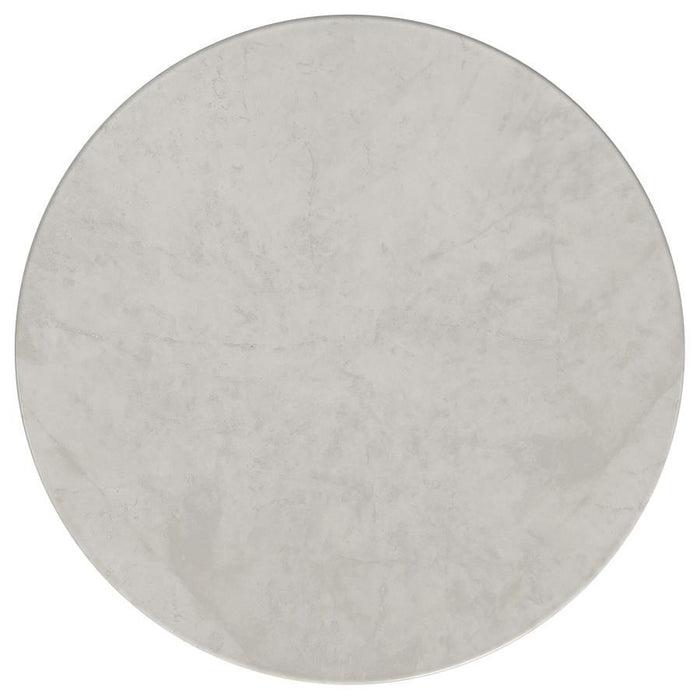 Hermas - Round Genuine Marble Top Metal Coffee Table - White
