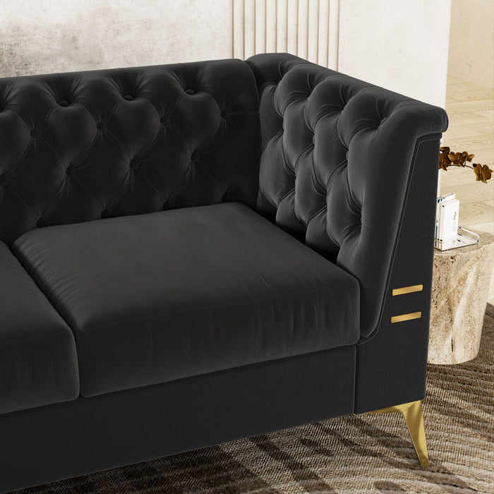 Luxurious Sofa With Legs, Modern Chesterfield Design, Tufted Upholstery, 3 Seat Couch For Living Room And Office