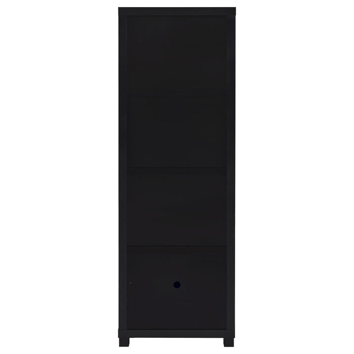 Sandl - 3 Shelf Media Tower With Cabinet Storage Solution - Black