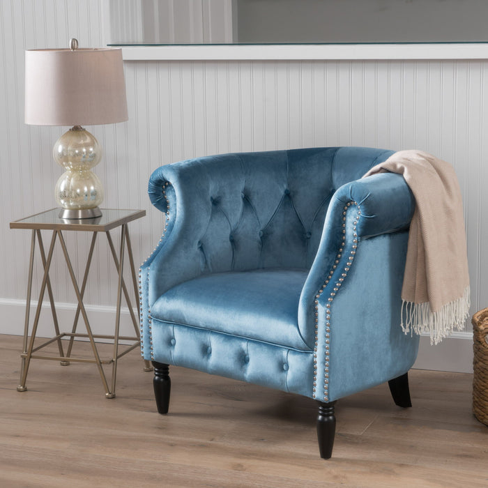 Celestialis - Upholstered Club Chair With Tub Design And Rolled Recessed Armrests