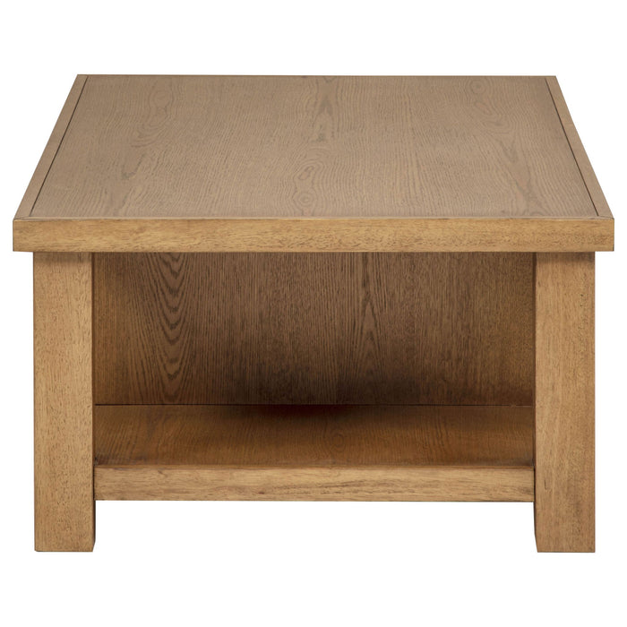 Beasley 2-Drawer Wood Coffee Table Golden Oak