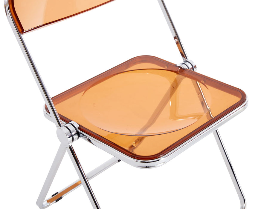 Yellow Clear Transparent Folding Chair Pc Plastic Seat