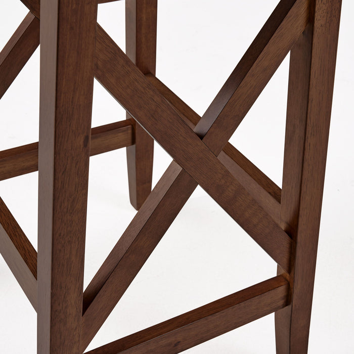 Upholstered Bar Stool With Nailhead Trim And X Frame Design (Set of 2) - Charcoal