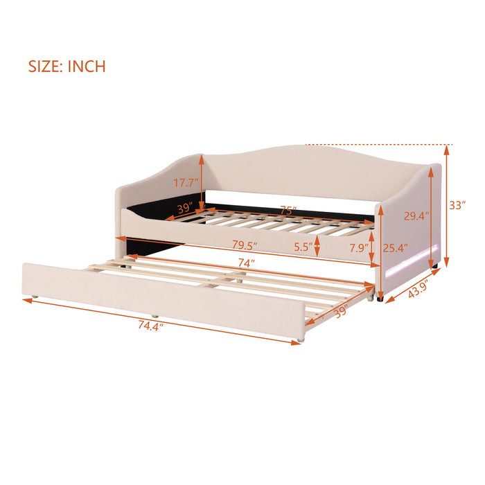 Design Upholstered Daybed With Light And Trundle