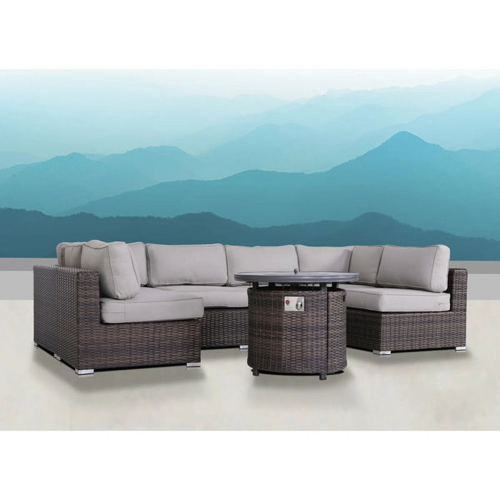 Wicker Outdoor Lounge Set With Cushions And Fire Pit