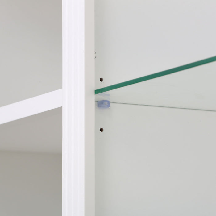 Retro Style 3 Piece Bookcase Display Cabinet With Adjustable LED Lighting, Tempered Glass Shelves - White