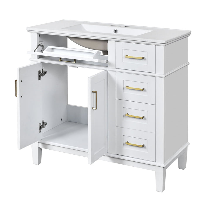 Modern Bathroom Vanity With Ceramic Sink, Soft Close Storage Cabinet