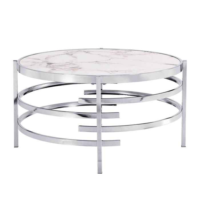 Elegant Round Table With Sintered Stone Top & Sturdy Metal Frame