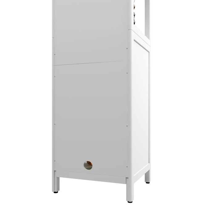 Storage Cabinet With Tall Linen Tower, Multifunctional For Bathroom