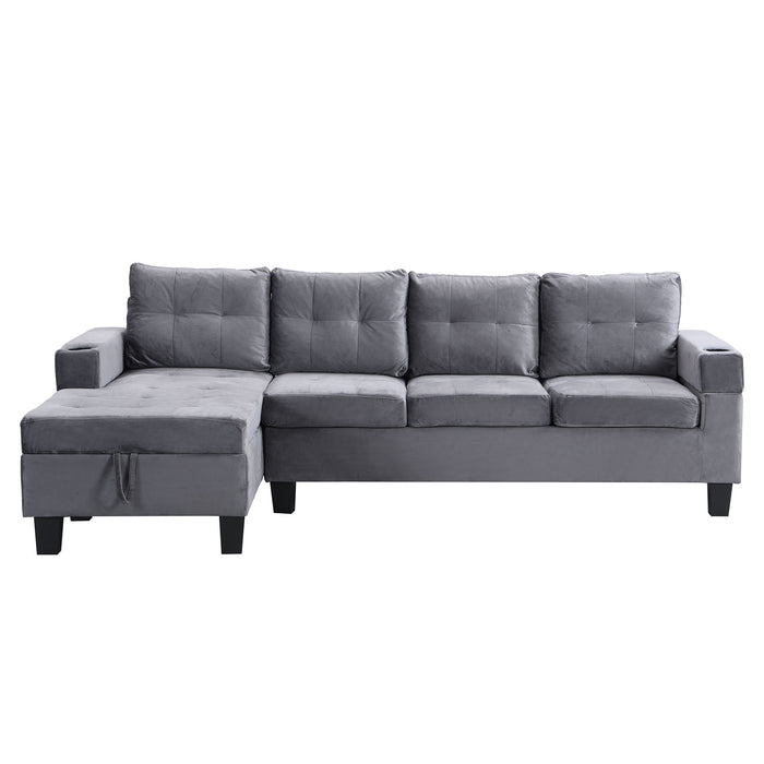 Modern Sectional Sofa Set With L Shape Chaise Lounge And Storage