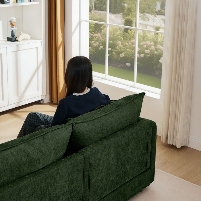 Modular L Shaped Sectional Sofa, 3 Seater Comfy Cloud Couch With Movable Ottoman