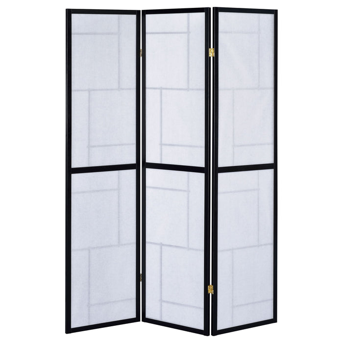 Reese - 3 Panel Room Divider Folding Shoji Screen With Accents - Beige / White