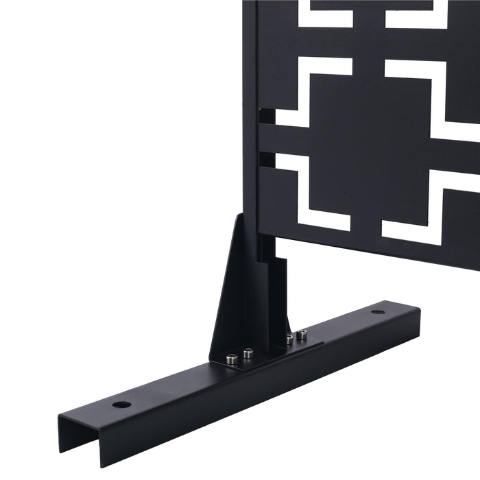 Outdoor / Indoor Privacy Screen Metal Privacy Screen, Freestanding Decorative Privacy Screen For Deck Balcony Patio - Black